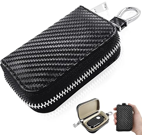 Portachiavi per Auto Custodia per Chiavi Auto Gabbia di Faraday Fibra di Carbonio Segnale di Blocco Borsa Protettiva per Custodia Antifurto per Protezione Blocco Segnale RFID (1 Pack)