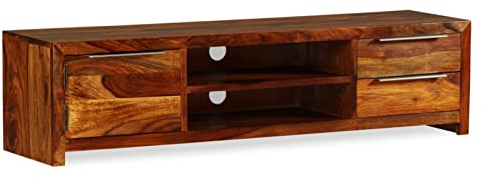 Tidyard Fernsehschrank TV-Schrank aus aus massivem Palisander-Holz,Sideboard TV-Lowboard Fernsehtisch Wohnzimmertisch 120 x 30 x 30 cm Mit 2 Regale, 2 Schubladen und EIN Schrank mit Tür
