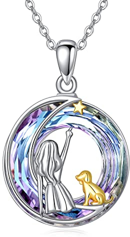 VONALA Hund Halsketten Sterling Silber Hunde und Mädchen Kristall Anhänger Halskette Kette Tier Schmuck Geschenke für Hund Liebhaber Damen Mädchen