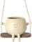 Ryfpdml Swing Face Plant Pot, Cute Succulent Plant Pot Indoor Outdoor Resin Smile Face Flower Pots with Swing Succulent Cactus Hanging Planter for Indoor Outdoor Home Garden Decor (C)