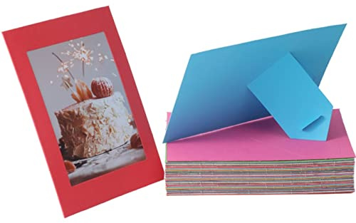 50 Pack Standing Paper Picture Frames 4x6,Cardboard Photo Frame with Easel,Paper Photo Frame Cards,Gallery Frames Bulk For Back to School Teacher Appreciation Wedding Birthday Classroom Craft DIY,Rainbow