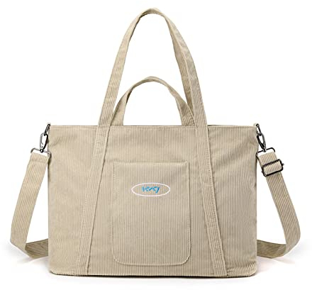 CORIOS Cord Umhängetasche Damen Handtasche Große Kapazität Tote Beutel Casual Henkeltasche Tragetasche Multifunktionale Schultertasche Henkeltaschen Für Alltag Büro Schulausflug Einkauf Khaki