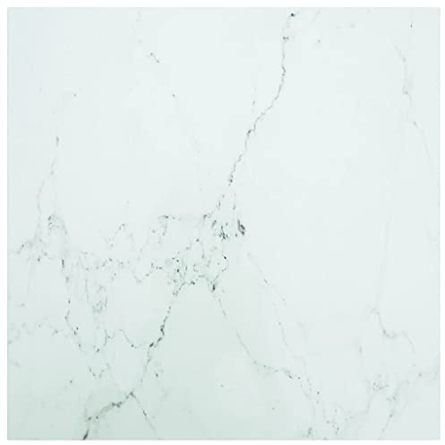 vidaXL Table Top White 70x70 cm 6 mm Tempered Glass with Marble Design
