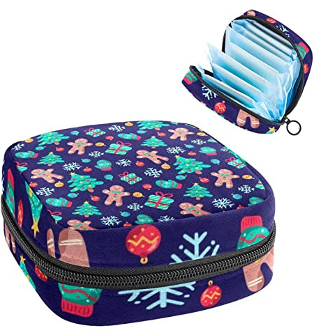 Damen-Damen-Servietten, Handtasche, Damen, Menstruationstasse, Tasche, Mädchen, tragbare Tampon-Aufbewahrungstasche, Weihnachtsbaum und Handschuhe, Periodenbeutel mit Reißverschluss