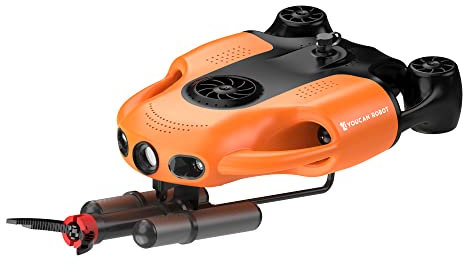 Youcan Robot BW Space Pro Max Underwater Drone with Robotic Arm Claw 4K UHD Camera Remote Control Dive to 330ft Real-Time Viewing Stable Signal RC Submarine,ROV (Orange with Tether of 100m)