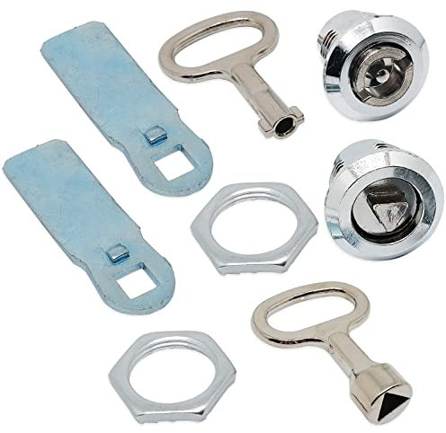 2sets Cam Lock with Triangle Socket Key + Cam Lock Flat and Triangle Lock with Key,Electric Meter Cabinet Locks for Toolboxes,Multifunctional Mailboxes,Power Cabinets,Electrical Boxes