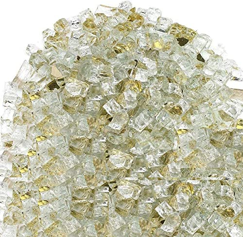 ASEELO Brasero en verre, pierres décoratives en verre trempé, revêtement miroir, pour foyer à gaz extérieur et intérieur (C)