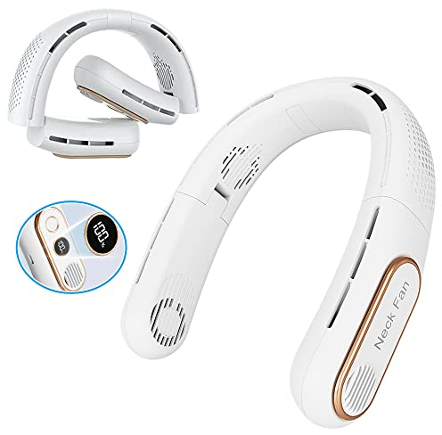 Kingcenton Ventilador de Cuello Portátil–4 Turbo Plegable Sin Aspas Ventilador Personal 4000mAh con Fuerte Flujo de Aire,4 Ventilaciones Ventilador de Refrigeración Portátil para Viajes al Aire Libre