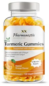 Kurkuma-Curcumin mit Ingwer, vegane Gummibärchen – 120 natürliches Orangenaroma – 2-Monats-Vorrat – Köstliche, täglich hochwirksame Gummibärchen für Erwachsene – 13500 mg Kurkuma-Gummibärchen pro Tage