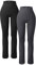 OQQ Damen 2-teilige Yoga Hose Gerippt Nahtlos Workout Hohe Taille Athletisch Gerades Hose Schwarz Dunkelgrau
