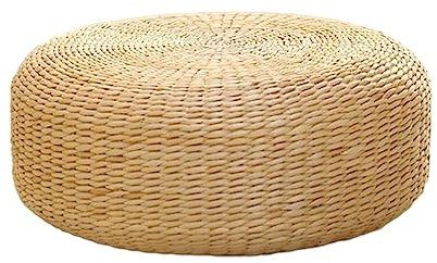 LOVIVER Rattan-Bodenkissen, Japanischer Stil, Tatami-Sitzkissen Rund, Handgewebtes Futon-Sitzkissen, Yogakissen, Heimdekoration für Schlafzimmer, Balkon, 50cm Durchmesser
