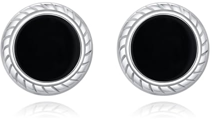 TANGPOET Ohrstecker für Herren Damen 925 Sterling Silber Schwarz Onyx Ohrring Kleine Hypoallergene Ohrringe Schmuck Valentinstag Geschenke für Jungen Mädchen