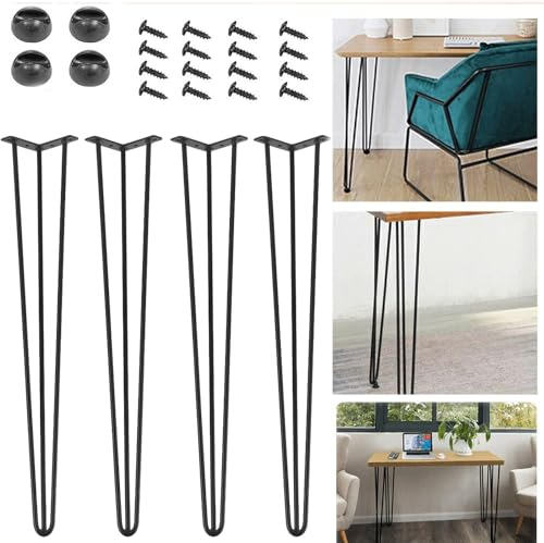 4er Set Haarnadel Tischbeine 86cm 34inch Metall Hairpin Legs DIY Tischbeine Möbelfüße Tischkufen aus Stahl mit Bodenschoner und Schrauben Verfügbar für Schreibtisch Esstisch, Couchtisch, Tisch