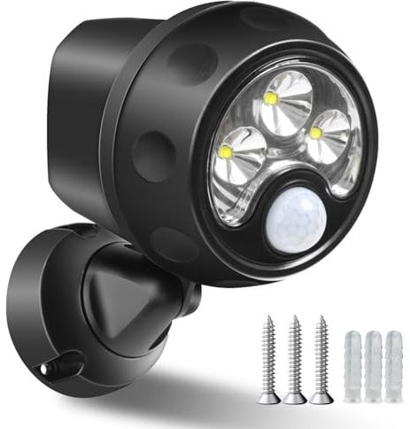 EXTRASTAR Security Lights Outdoor Motion Sensor, Battery Operated Security Light 6500K, IP65 Waterproof Outdoor Security Lighting with Pir for Porch Garage Hallway Garden - 420LM