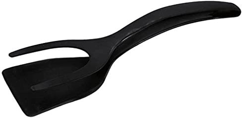 SCUDGOOD Pinzas de espátula 2 en 1 con agarre y abatible, pinzas para huevos, tortilla de tortilla de pan y pescado para hacer tortillas para cocina en el hogar, herramienta de cocina, pinzas