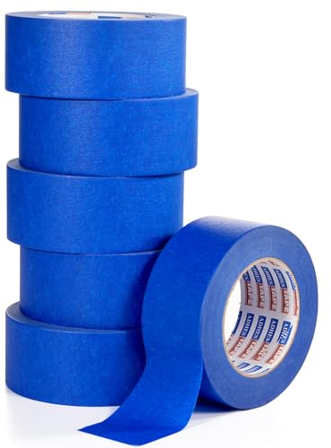 ADHES Blue Painters Tape Blaues Malerkrepp, 48mm x 55m x 6 Rollen, Malerklebeband kreppklebeband UV-beständig Kreppband Malerband für Malerarbeiten,Saubere Kanten,Keinerlei Rückstände