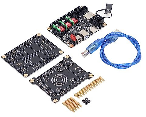 Laser Engraver Motherboard, Functional 520KByte RAM Built-in WiFi 32bit 8192KBytes Flash Support LCD Laser Engraver Control Board for DIY (Motherboard and Protective Case)