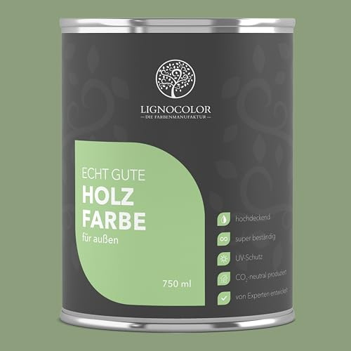 Lignocolor Holzfarbe Außen matt | wetterfeste Farbe für den Außenbereich (Salbeigrün matt, 750ml) | hochdeckend & hochbeständig