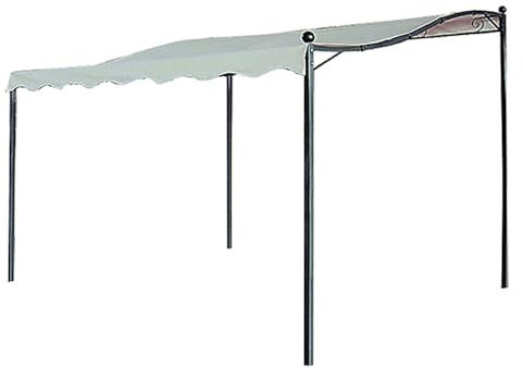 GAZEBO DA GIARDINO VERANDA 3x2,5m TELAIO METALLO COPERTURA IN POLIETILENE ECRU