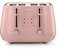 De'Longhi Eclettica BPA Free Metal Toaster CTY4003.PK, 4 Slot Toaster with Reheat and Defrost Functions, Control Panels, Progressive Browning Levels, Pull Crumbs Trays, Stainless Steel, 1800W, Pink