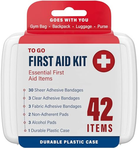 DecorRack Assorted Plasters for First Aid Box, 1 Pack of 42 Items, Includes Waterproof and Fabric Plasters for Minor Cuts, Scrapes, Travel, Car, Home, Work, Field Trips
