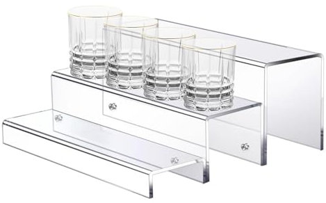 Naqqios Rangement pour Bouteilles d'alcool - Étagères pour Alcool, étagère Murale pour Alcool | Présentoir en Acrylique Transparent à 3 Couches