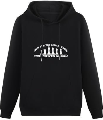 Chess Players Always Two Moves Ahead Rook Bishop Pawn Piece Black Hoodie Graphic Mens Sweatshirts Unisex Hooded 3XL
