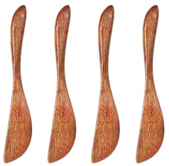 MIRKUZI 4 pièces couteaux à beurre en bois fait à la main Convient pour la confiture de fromage, la cuisine à domicile et le restaurant Environ 15 cm