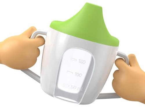 12x10.5CM Kids Feeding Sippy Cup Toddler Sippy Cups Handles Leak Proof Baby Weaning Cup Trainer Bottle For Spill-Proof Baby Water Bottles Baby Cup Suitable From 8+ Months, Cute Leak Proof Sippy Cup