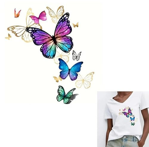 Spring Flower Butterfly Flower Leaf Iron On Transfers for T-Shirts Rub on Transfers Stickers Vinyl Ready to Press Stickers Iron on Decals for T-Shirts Clothing Hoodie DIY Crafts