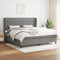 OHOOWOO Boxspringbett mit Matratze Dunkelgrau 200x200 cm Stoff,Bequemes Boxspringbett mit verstellbarem Kopfteil und Taschenfederkernmatratze für eine erholsame Nachtruhe