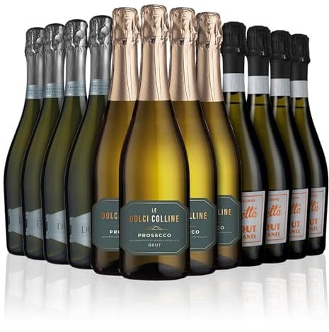 Italian Fizz Mixed 12 75cl - 4 Bottles Each of Prosecco, Durello, and Brut Sparkling Wine