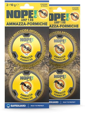 NOPE! Ammazza Formiche - 2 x 2 Esche Insetticide Antiformiche - 40g - Protezione per Esterni ed Interni - Durata 4 Settimane