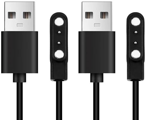 peaceking 2PCS Chargeur Montre Connectée, Câble USB 2 Broches 4mm de Charge Magnétique pour Smartwatch, Chargeur Universel Compatible avec Toutes Sortes de Smartwatches