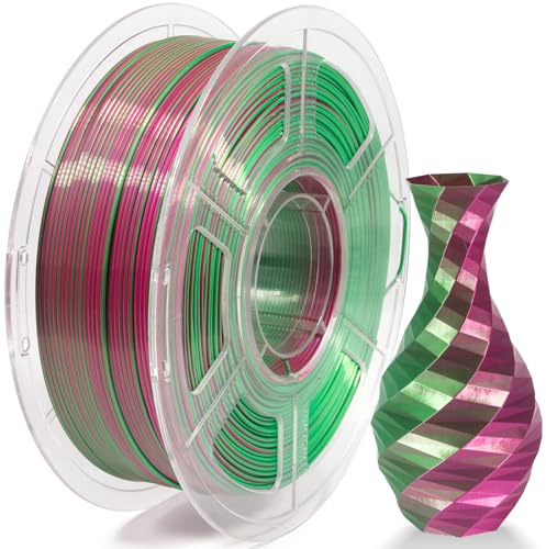 Isanmate Silk PLA Filament Dual-Colour 3d Drucker Filament 1.75MM 1 kg 3D Printer Filament Dimensional Accuracy +/-0.02 mm,Rose Red Green