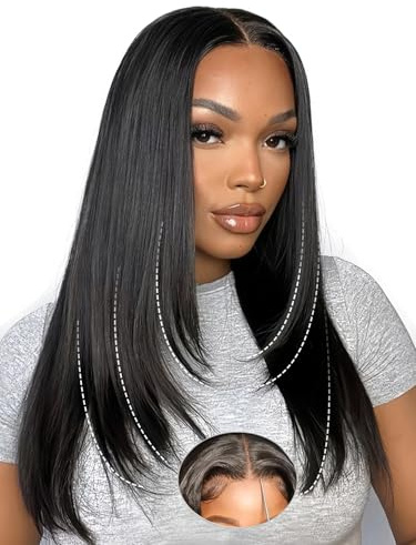 Layered Cut Face-Framing Glueless Wig Human Hair Echthaar Perücke Vorgezupft, Vorgeschnitten, 200 Dichte Perücke Damen Echthaar 6X6 Straight HD Lace Wear and Go Wig for Women Beginner Friendly 16 Zoll