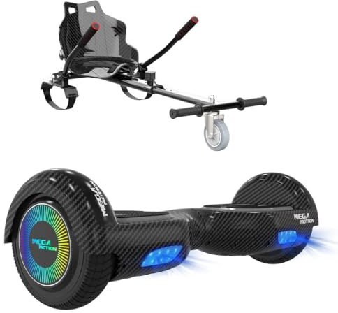 GigaBlue MEGA PRO Hoverboards mit Hoverkart für Kinder, 6.5 Zoll Hoverboards mit Bluetooth Lautsprecher, mit LED-Leuchten, Geschenk für Kinder und Jugendliche E-Scooter mit Sitzaufsatz