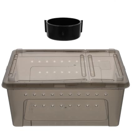 VICASKY Reptilbox Terrarium Mit Fütterungskasten Kunststoff Reptilien Box Für Kleine Krabbelinsekten Mit Lüftung Und Sicherheitsschalter 10.24X7.09X4.53in Für Reptilienpflege