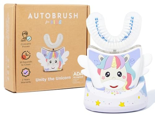 autobrush Elektrische Zahnbürste für Kinder – nur ADA-akzeptierte U-förmige Zahnbürste, klinisch nachgewiesen bis zu 5,1 x bessere Reinigung, 30 Sekunden, Vollmund, 360° Abdeckung, LED-Lichter, Musik