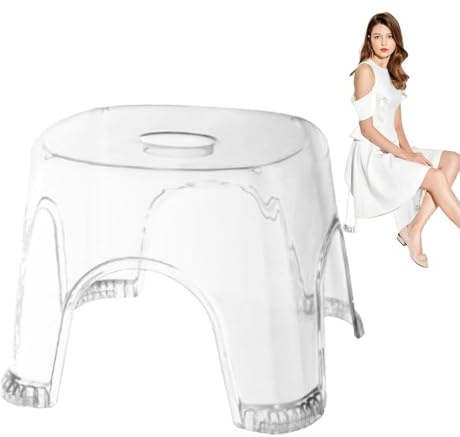 Tabouret de douche antidérapant et imperméable, banc d'angle transparent, compact pour salle de bain et table de chevet pour petits espaces, design durable et élégant