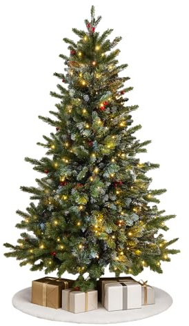Home Republic Pre-Lit Half Christmas Tree - Space Saving Wall/Corner Tree, Led Lights with Realistic Mixed PVC Branches, Easy Assembly & Foldable Base, Ideal for Small Spaces, 180cm -6ft