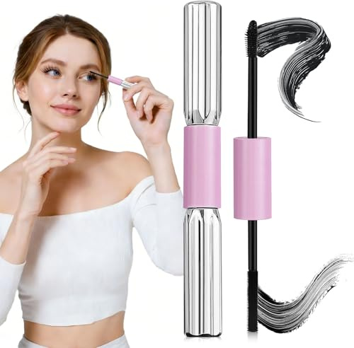 2-in-1 Dual Brush Mascara Waterproof Tubing Mascara Black Volumising and Lengthening Eyelashes Formula Clump-Free with Micro Bristles Long Wear Smudge-Proof