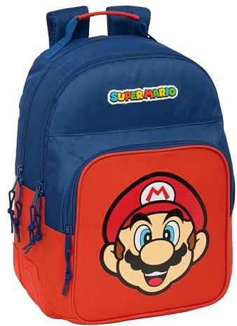 safta SUPER MARIO MAMMA MIA Schulrucksack für Kinder, ideal für Kinder verschiedener Altersgruppen, bequem und vielseitig, Qualität und Widerstandsfähigkeit, 32 x 15 x 42 cm