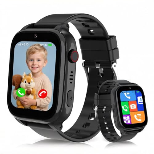 YEDASAH 4G Montre Connectée Enfants, Appels Vidéo, Localisation GPS, IP68 Étanche Montre Telephone Enfant avec SOS, Musique, Mode École, Podomètre, Jeux, Réveil, Prendre des Photos, 4 à 12 Ans Cadeau