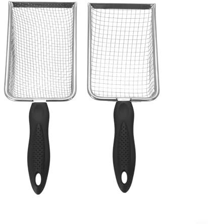 Stainless Steel Soil Sifter for Gardening, Compost Sieve with Handle, Sand Rock Separator, Ergonomic Shovel for Raised Bed, Potting Mix Strainer, Allotment Tool, 2 Pack