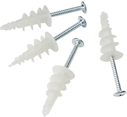 Rawlplug Plasterboard Fixings Pack of 25 | Nylon Self Drill for Plaster Walls 45mm x 30mm x 75mm | Wall Plug for Plasterboard, Drywall, Sheets and Gypsum Fibreboards,White