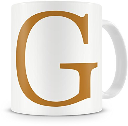givagift Letter “G” Mug – Letter G Mug, G Letter Mug, G Mug – Mug Gift/Present – Choice Of Colours – Modern/Cool/Trendy Style Mug (Gold)