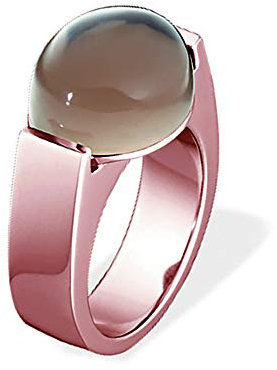 XEN Ring mit 15x12 mm großen Rauchquarz rosèvergoldet 51 (16.2)