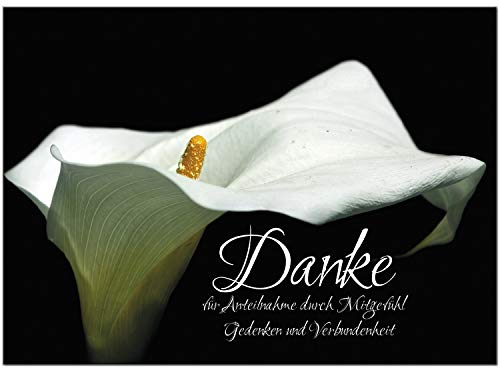 Trauer Danksagungskarten mit Umschlag | Motiv: Calla, 10 Stück | Dankeskarten DIN A6 Set | Trauerkarten Danksagung Danke sagen