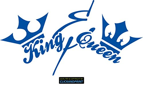 CLICKANDPRINT Aufkleber » King & Queen, 80x42,3cm, Enzianblau • Dekoaufkleber/Autoaufkleber/Sticker/Decal/Vinyl